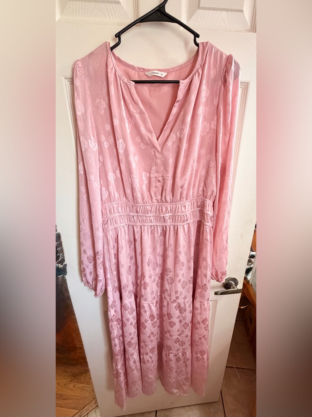 Simplee Apparel Pink Floral Midi Dress